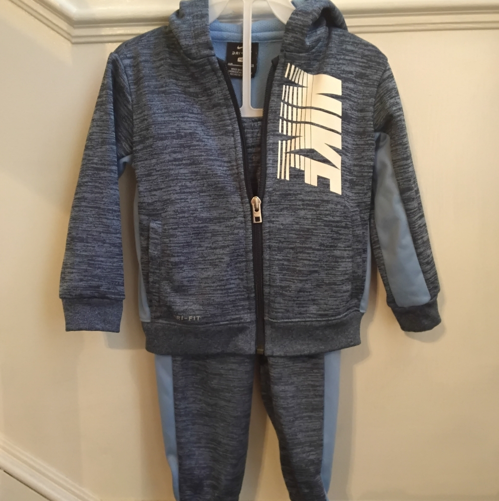 Nike Dri-Fit Blue Zip-Up Hoodie & Jogger Set – 24M
